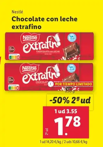 Lidl NESTLE Chocolate con leche extrafino oferta