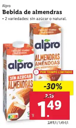 Lidl ALPRO Bebida de almendras oferta