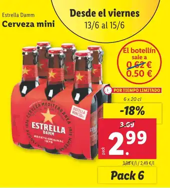 Lidl ESTRELLA DAMM Cerveza mini oferta