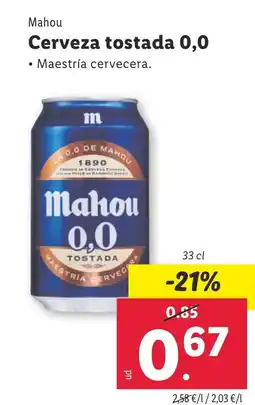 Lidl MAHOU Cerveza tostada 0,0 oferta