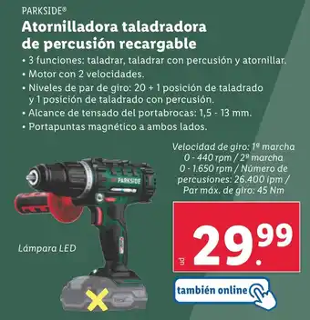 Lidl PARKSIDE Atornilladora taladradora de percusión recargable oferta