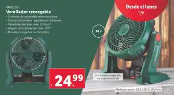Lidl PARKSIDE Ventilador recargable oferta