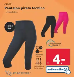 Lidl CRIVIT Pantalón pirata técnico oferta