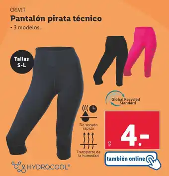 Lidl CRIVIT Pantalón pirata técnico oferta
