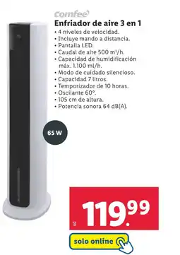 Lidl COMFEE Enfriador de aire 3 en 1 oferta