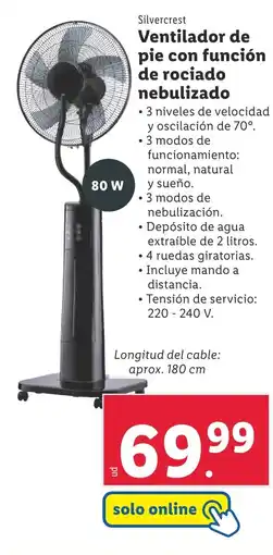 Lidl SILVERCREST Ventilador de pie con función de rociado nebulizado oferta