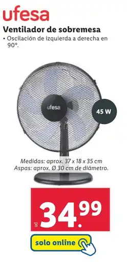 Lidl UFESA Ventilador de sobremesa oferta