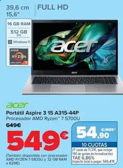 Carrefour ACER Portátil Aspire 3 15 A315-44P oferta