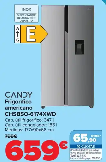 Carrefour CANDY Frigorífico americano CHSBSO-6174XWD oferta