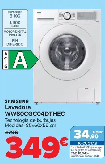 Carrefour SAMSUNG Lavadora WW80CGC04DTHEC oferta