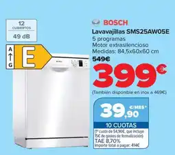 Carrefour BOSCH Lavavajillas SMS25AW05E 5 programas oferta