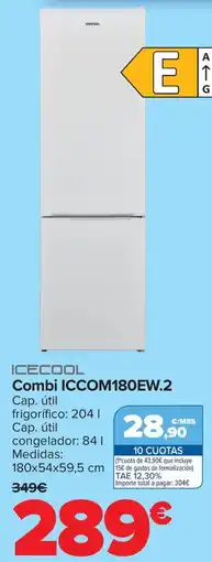 Carrefour ICECOOL Combi ICCOM180EW.2 oferta