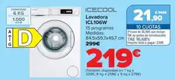 Carrefour ICECOOL Lavadora ICL106W oferta