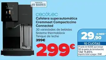 Carrefour CECOTEC Cafetera superautomática Cremmaet Compactccino Connected oferta