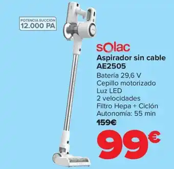 Carrefour SOLAC Aspirador sin cable AE2505 oferta