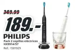 MediaMarkt PHILIPS Pack 2 cepillos eléctricos HX9914/57 oferta