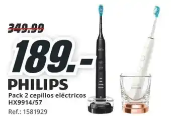 MediaMarkt PHILIPS Pack 2 cepillos eléctricos HX9914/57 oferta