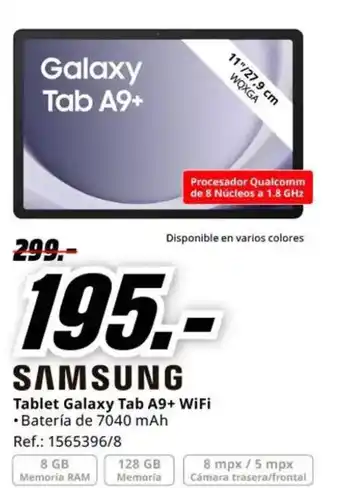 MediaMarkt SAMSUNG Tablet Galaxy Tab A9+ WiFi oferta