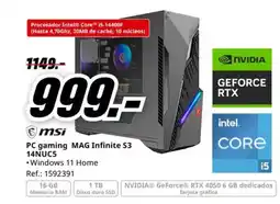 MediaMarkt MSI PC gaming MAG Infinite S3 14NUC5 oferta