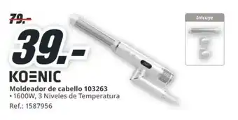 MediaMarkt KOENIC Moldeador de cabello 103263 ⚫1600W, 3 Niveles de Temperatura oferta