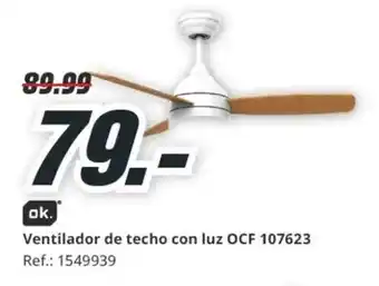 MediaMarkt OK Ventilador de techo con luz OCF 107623 oferta