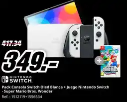 MediaMarkt Pack Consola Switch Oled Blanca + Juego Nintendo Switch oferta