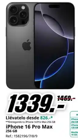 MediaMarkt iPhone 16 Pro max 256 GB oferta