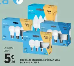 E.Leclerc Bombillas standard, esférica y vela pack 2+1 clase e oferta