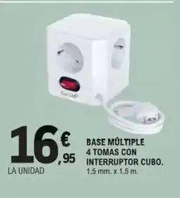E.Leclerc Base múltiple 4 tomas con interruptor cubo oferta