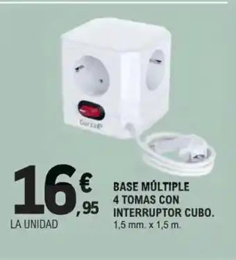 E.Leclerc Base múltiple 4 tomas con interruptor cubo oferta
