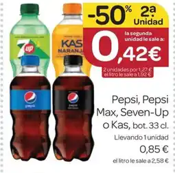 Supermercados El Jamón Pepsi, Pepsi Max, Seven-Up o Kas oferta