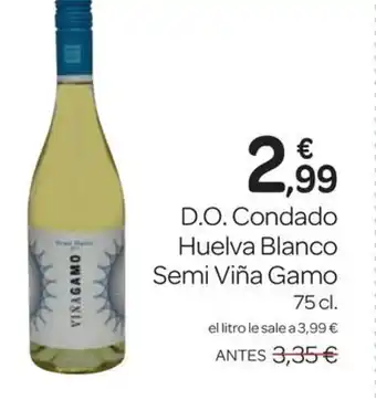 Supermercados El Jamón VIÑA GAMO D.O. Condado Huelva Blanco Semi oferta