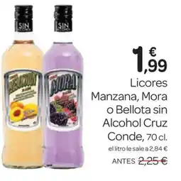 Supermercados El Jamón Licores Manzana, Mora o Bellota sin Alcohol Cruz Conde oferta