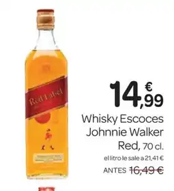Supermercados El Jamón Whisky Escoces Johnnie Walker Red oferta