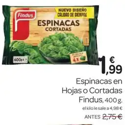 Supermercados El Jamón FINDUS Espinacas en Hojas o Cortadas oferta