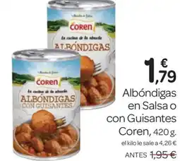 Supermercados El Jamón COREN Albóndigas en Salsa o con Guisantes oferta