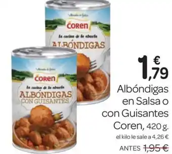 Supermercados El Jamón COREN Albóndigas en Salsa o con Guisantes oferta