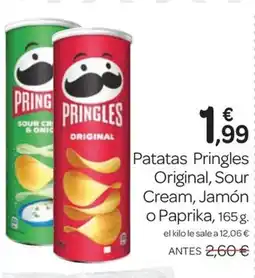Supermercados El Jamón Patatas Pringles Original, Sour Cream, Jamón o Paprika oferta