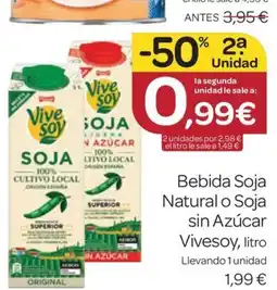 Supermercados El Jamón VIVESOY Bebida Soja Natural o Soja oferta