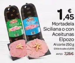 Supermercados El Jamón ELPOZO Mortadela Siciliana o con Aceitunas oferta