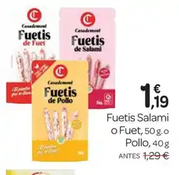 Supermercados El Jamón Fuetis Salami o Fuet oferta