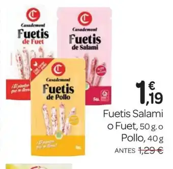 Supermercados El Jamón Fuetis Salami o Fuet oferta