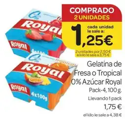 Supermercados El Jamón ROYAL Gelatina de Fresa o Tropical 0% Azúcar oferta