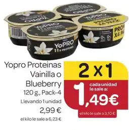 Supermercados El Jamón YOPRO Proteinas Vainilla o Blueberry oferta