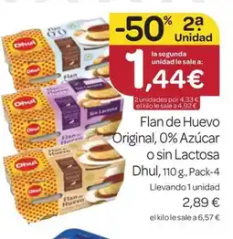 Supermercados El Jamón DHUL Flan de Huevo Original, 0% Azúcar o sin Lactosa oferta