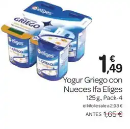 Supermercados El Jamón IFA ELIGES Yogur Griego con Nueces oferta