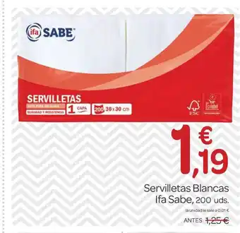 Supermercados El Jamón IFA SABE Servilletas Blancas oferta