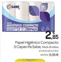 Supermercados El Jamón IFA SABE Papel Higiénico Compacto 3 Capas oferta