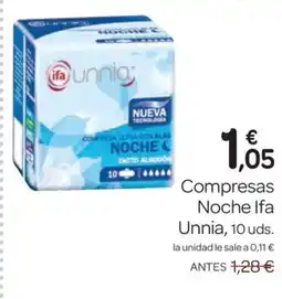 Supermercados El Jamón IFA UNNIA Compresas Noche oferta