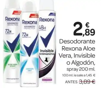 Supermercados El Jamón Desodorante Rexona Aloe Vera, Invisible o Algodón oferta